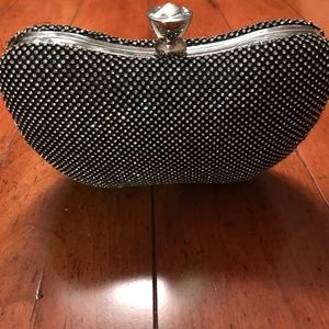 New Rhinestone and silver tone evening bag